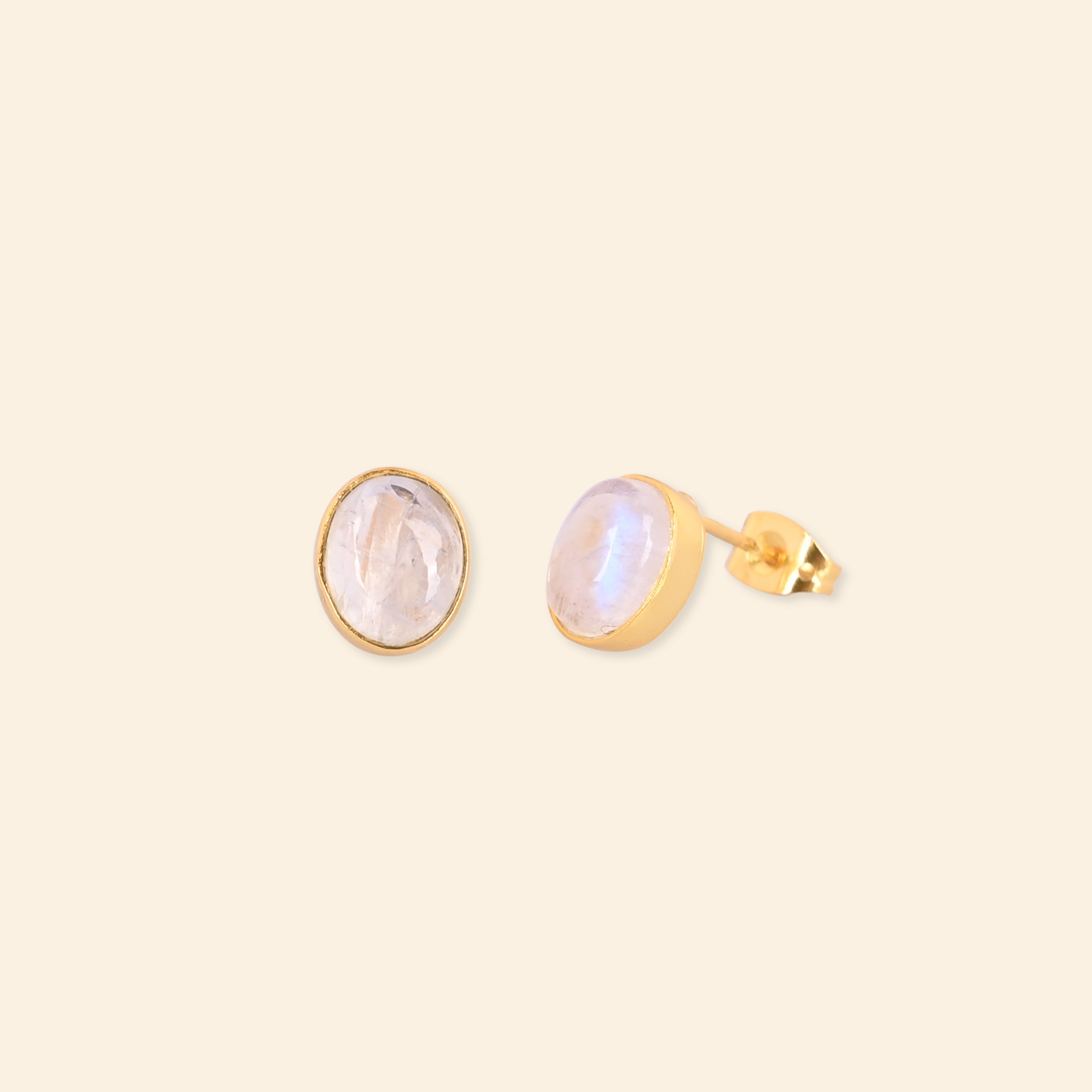 Rainbow Moonstone Gold Plated Earrings