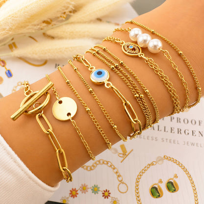 18K Gold Plated Triple Strand Delicate Chain Bracelet