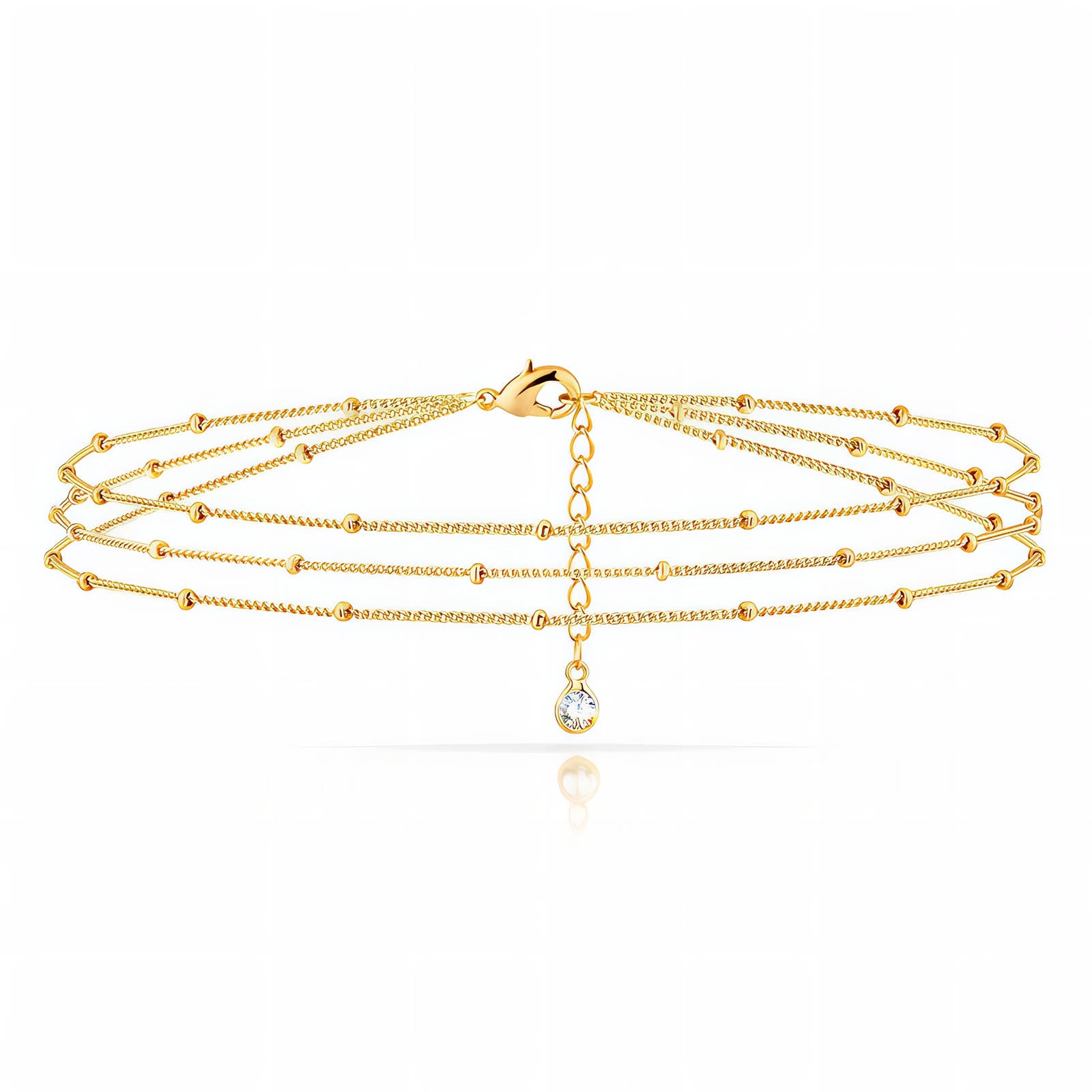 18K Gold Plated Triple Strand Delicate Chain Bracelet