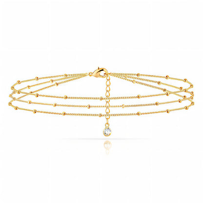 18K Gold Plated Triple Strand Delicate Chain Bracelet
