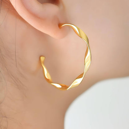 Earrings, 18K Gold Plated Steel
