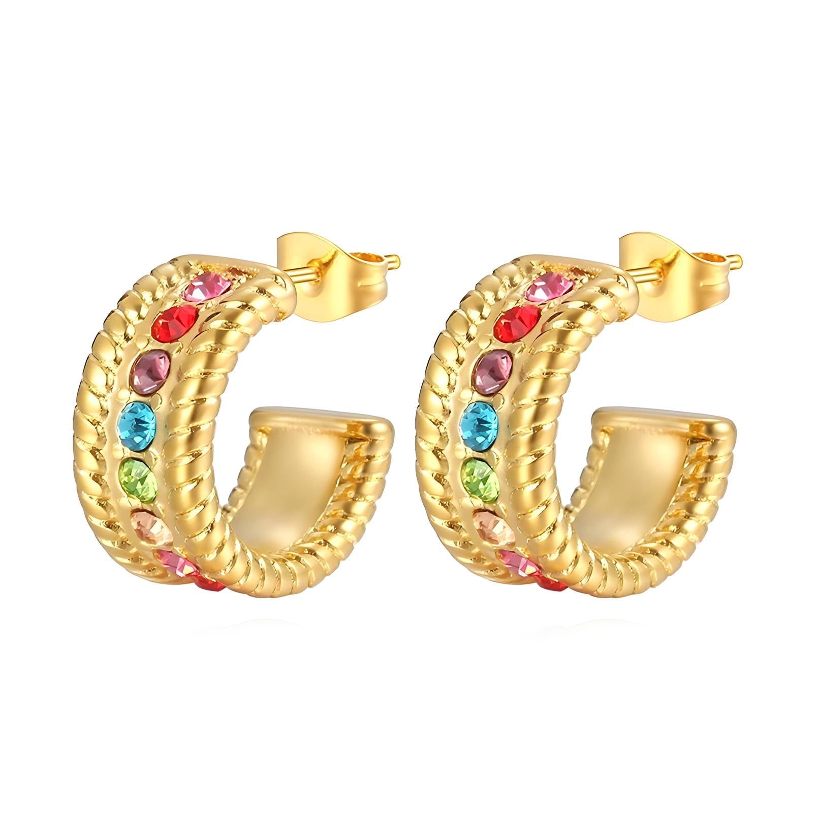 Earrings, 18K Gold Plated Steel