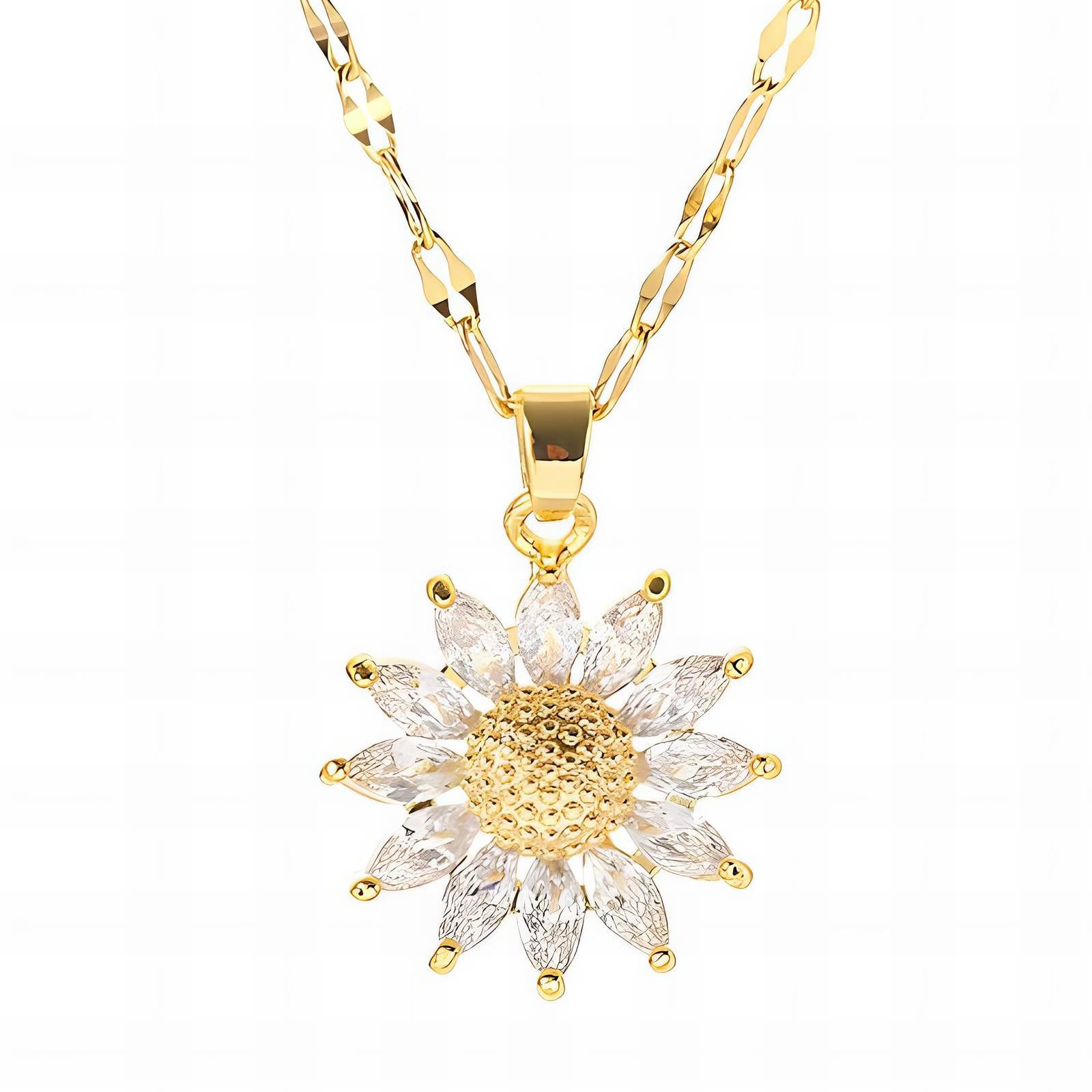 Flower Necklace, 18K Gold Plated Steel