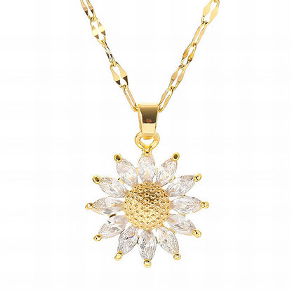 Flower Necklace, 18K Gold Plated Steel