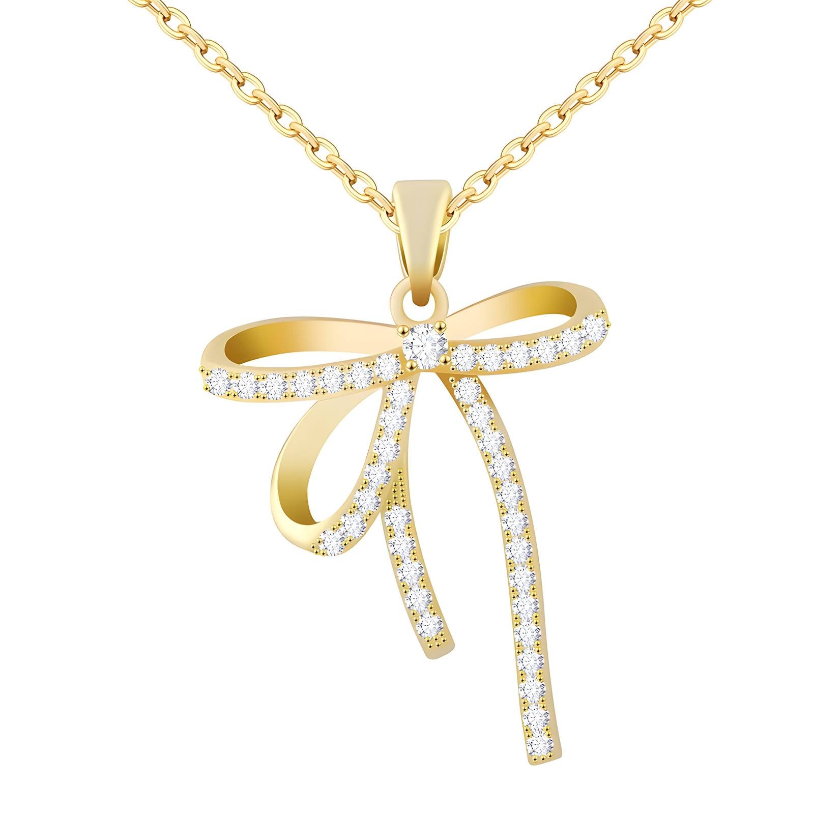 Bow with Dimante Detail 18K Gold Plated Steel