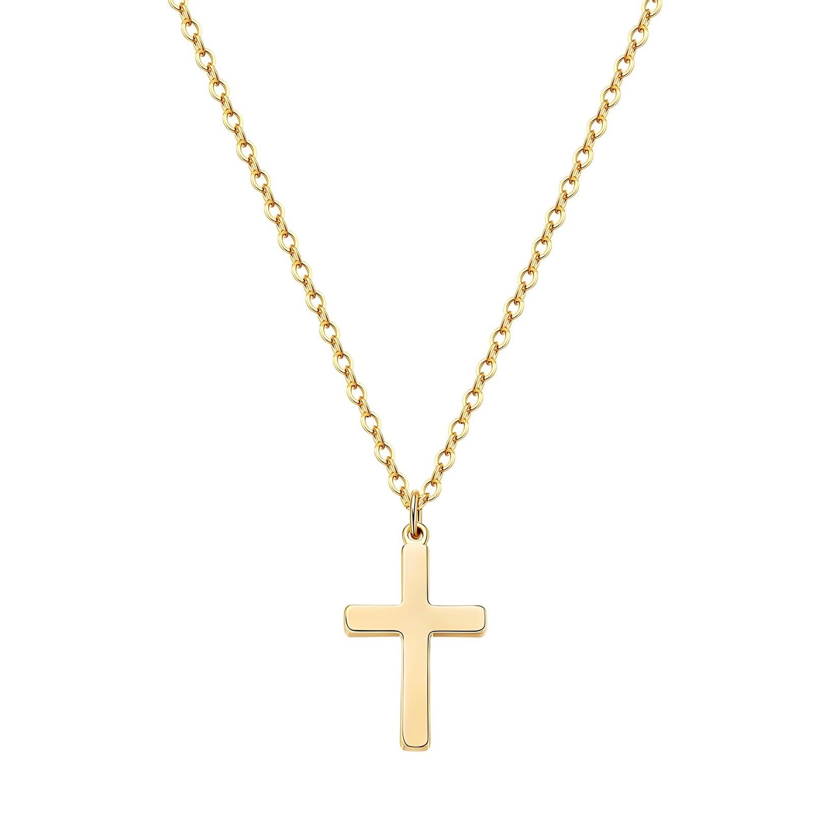 Crosses Necklace, 18K Gold Plated Steel