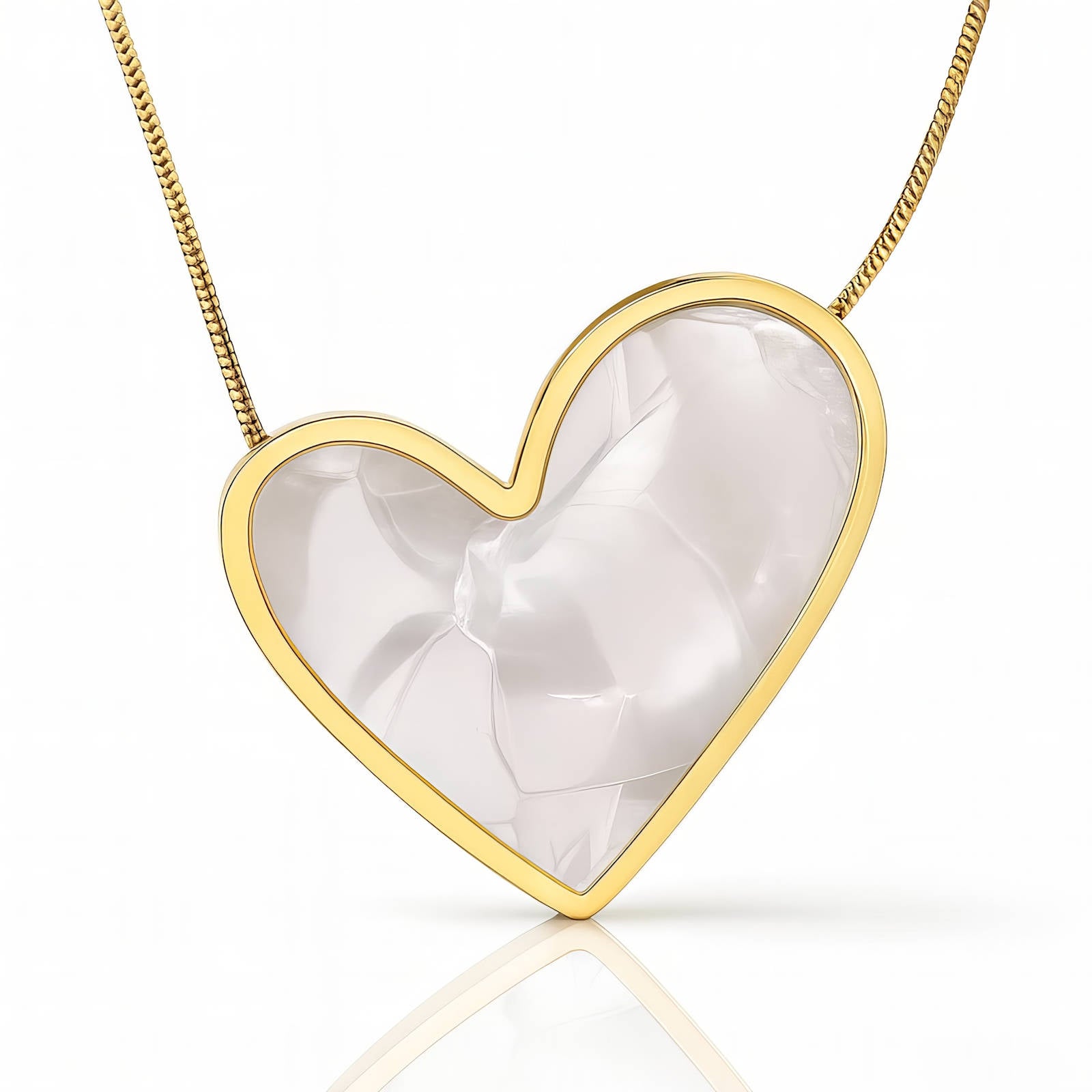 Heart Necklace, 18K Gold Plated Steel