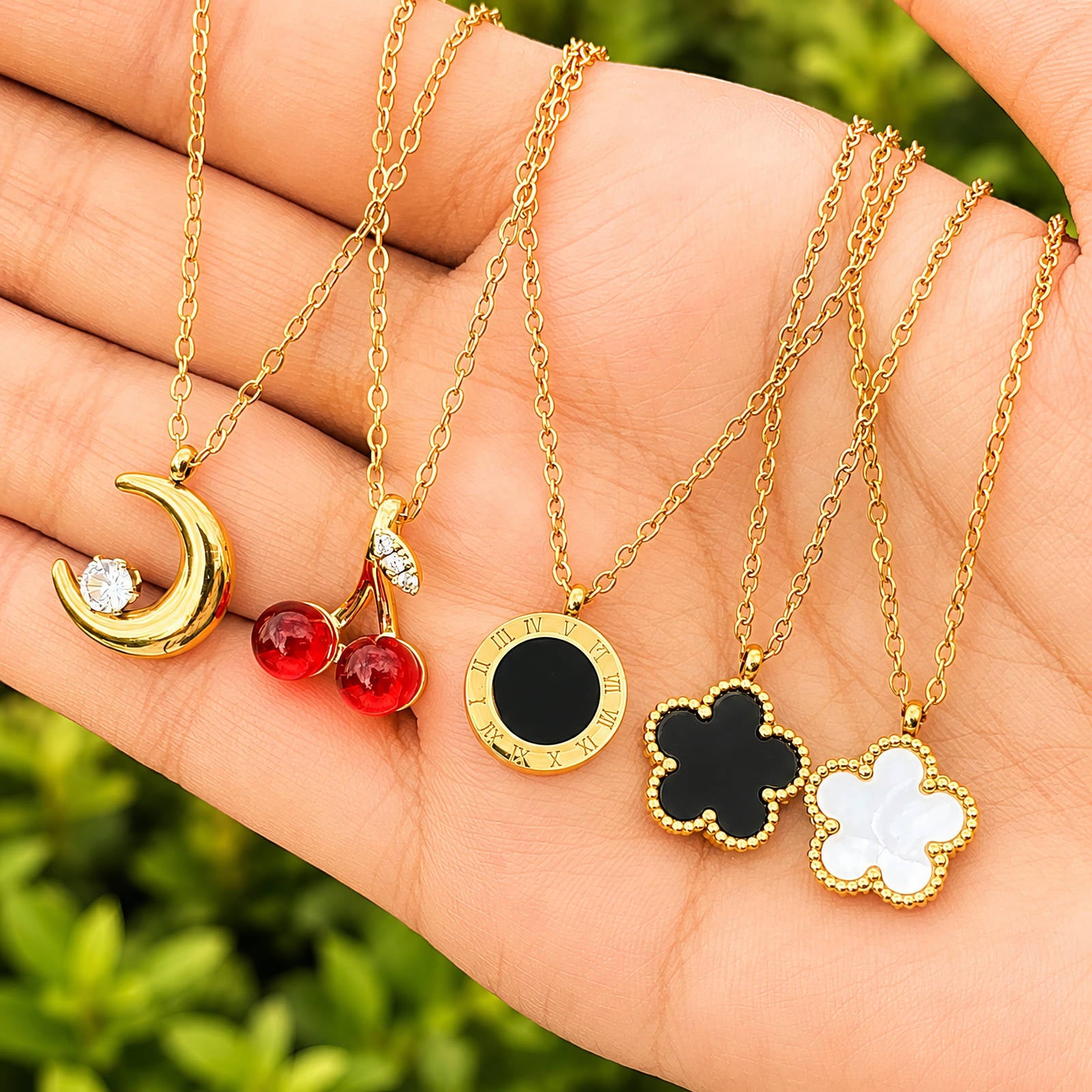 18K Gold Plated Red Cherry Pendant Necklace