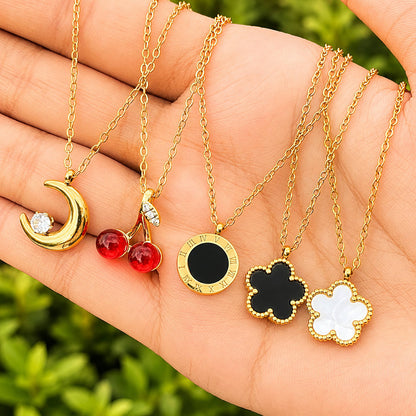 18K Gold Plated Red Cherry Pendant Necklace