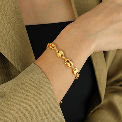 L. Style  Interlinking Bracelet 18K Gold Plated Steel