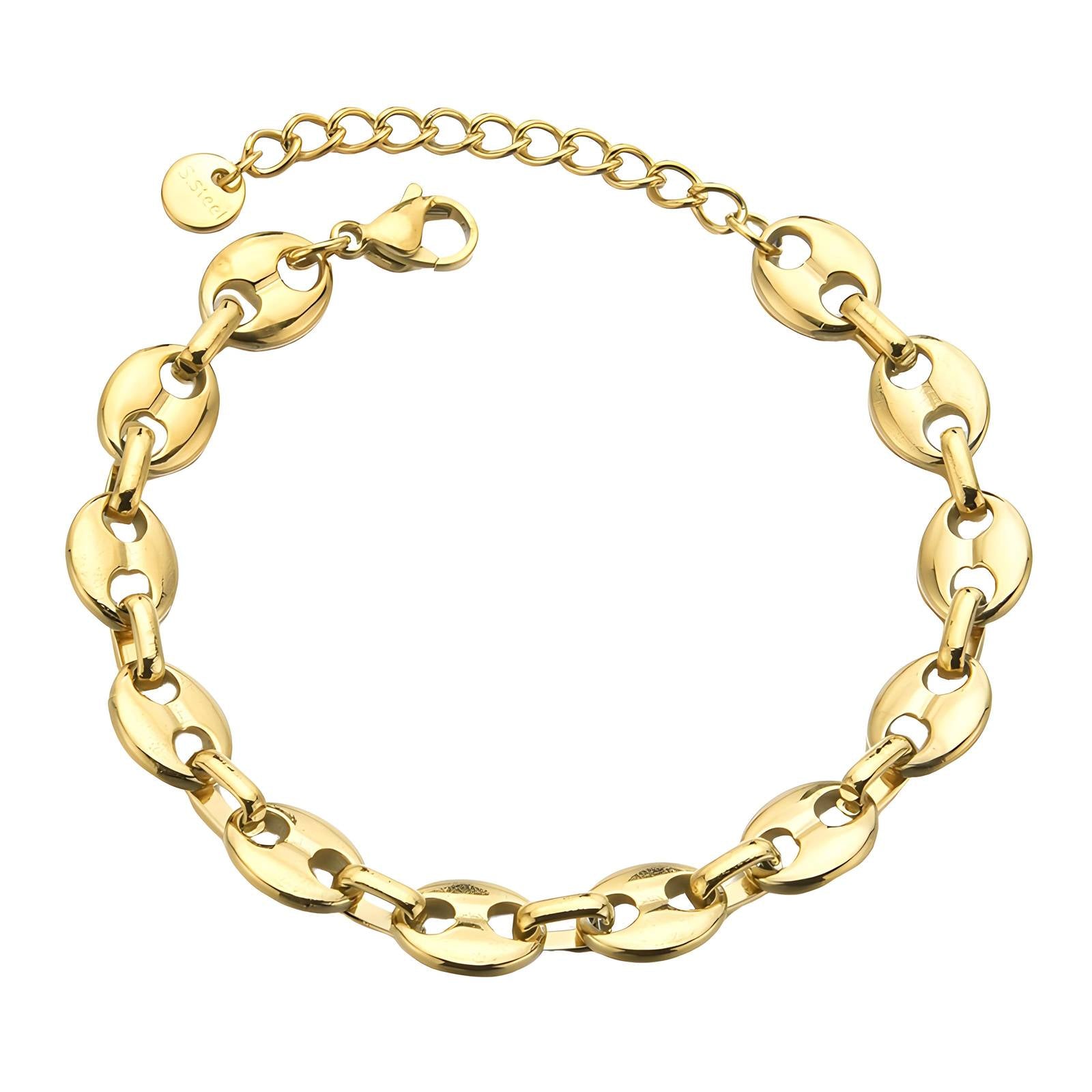 L. Style  Interlinking Bracelet 18K Gold Plated Steel