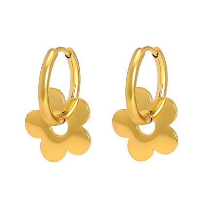 Flowers Earrings, 18K Gold Plated Steel