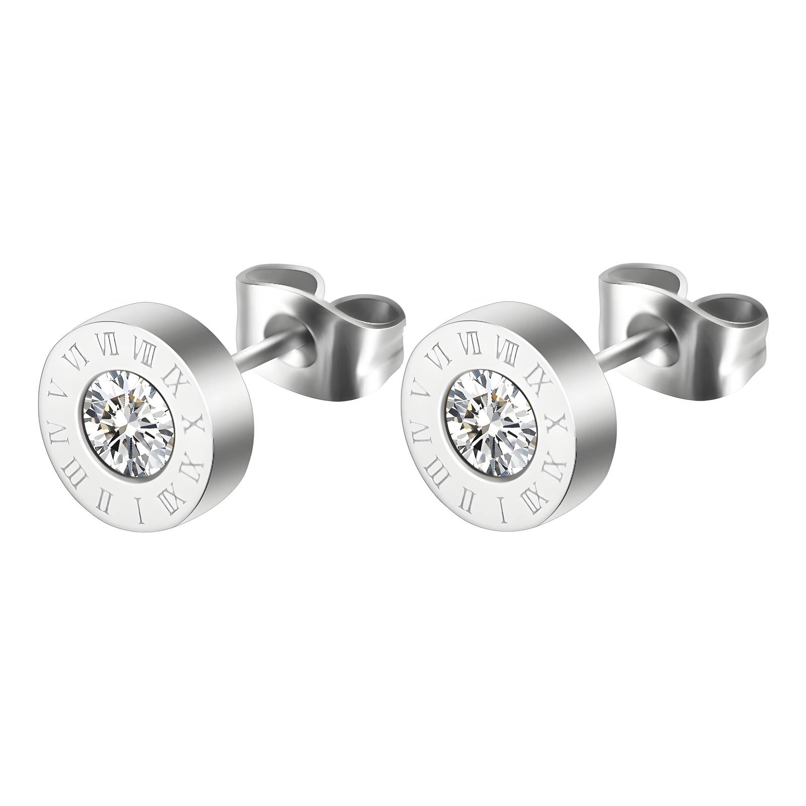 L. Style  Stud Earrings With Roman Numeral Stainless Steel