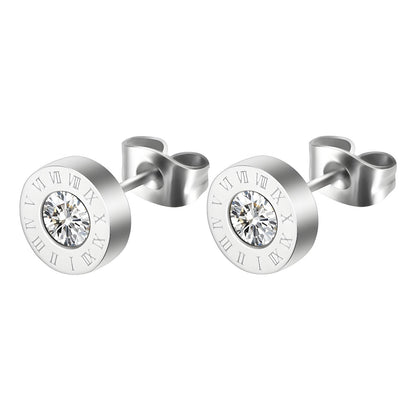 L. Style  Stud Earrings With Roman Numeral Stainless Steel
