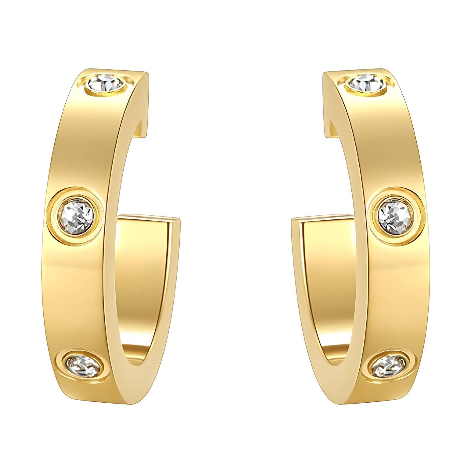 Earrings, 18K Gold Plated Steel