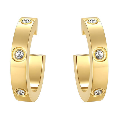 Earrings, 18K Gold Plated Steel