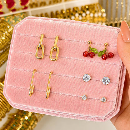 18K Gold Plated Red Cherry Stud Earrings