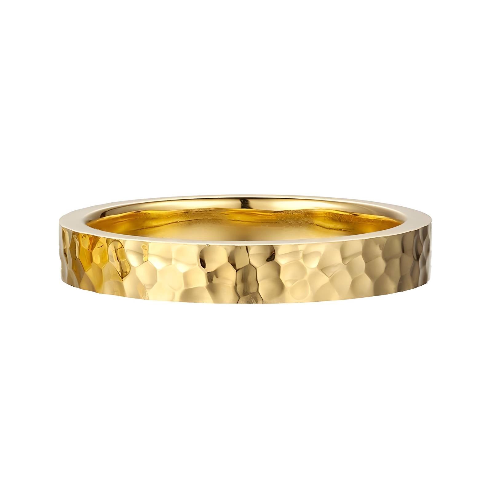 L. Style Hammer Effect Ring 18K Gold Plated Steel