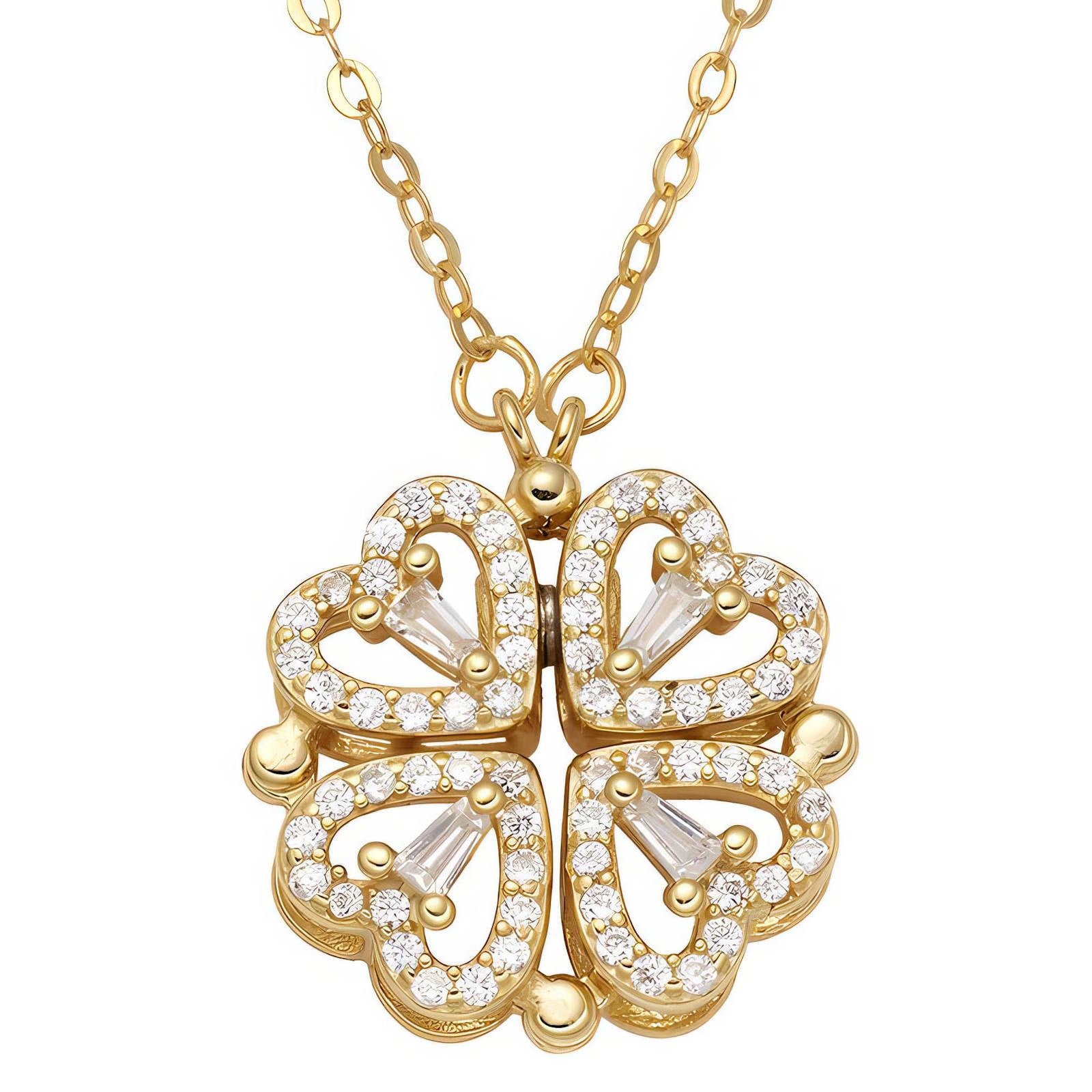 Flower Necklace, 18K Gold Plated Steel