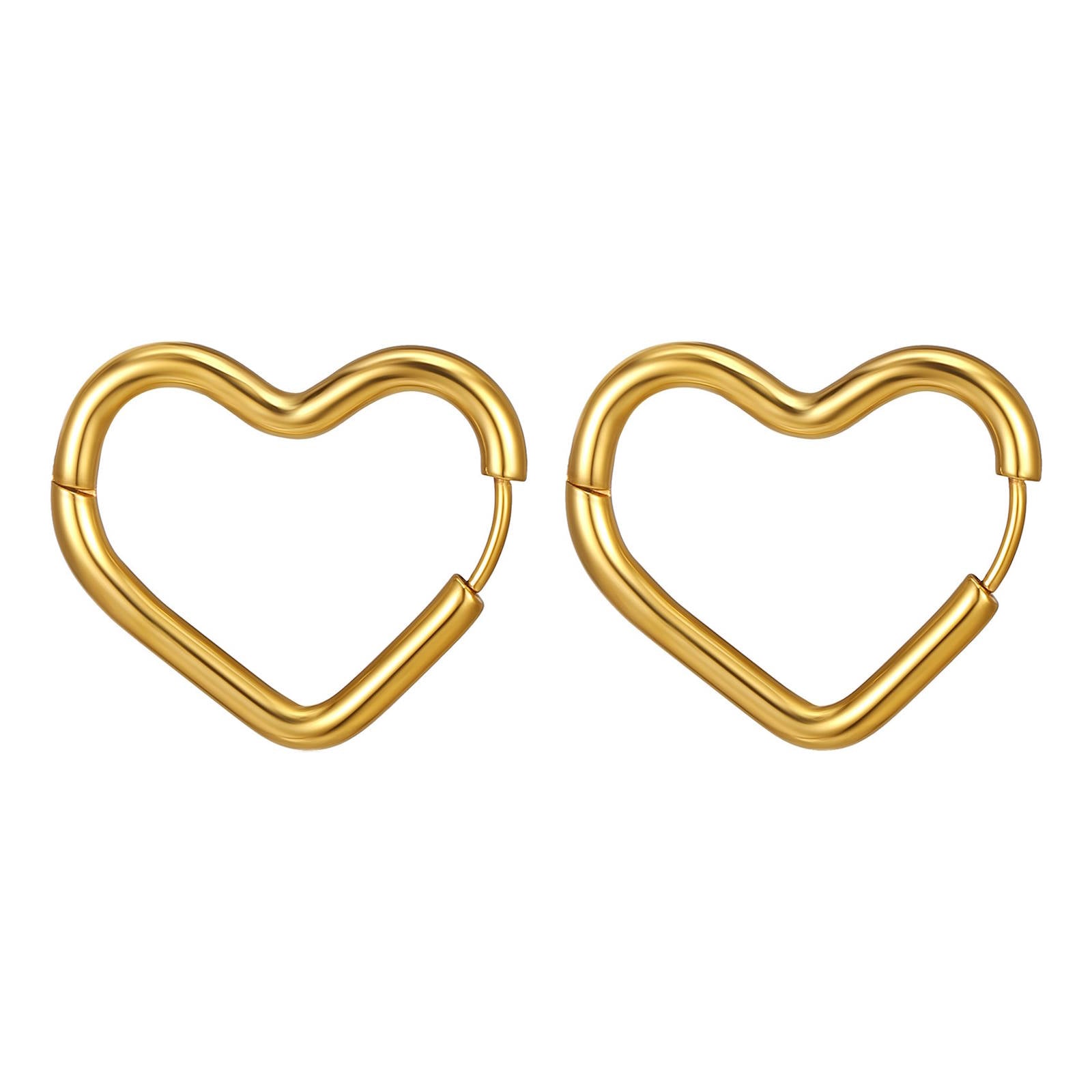 Hearts Earrings, 18K Gold Plated Steel