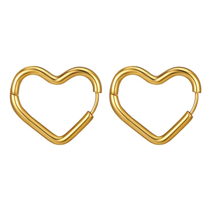 Hearts Earrings, 18K Gold Plated Steel