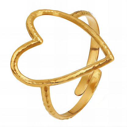 Heart Ring, 18K Gold Plated Steel