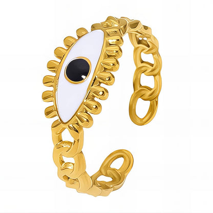 Evil Eye Ring, 18K Gold Plated Steel