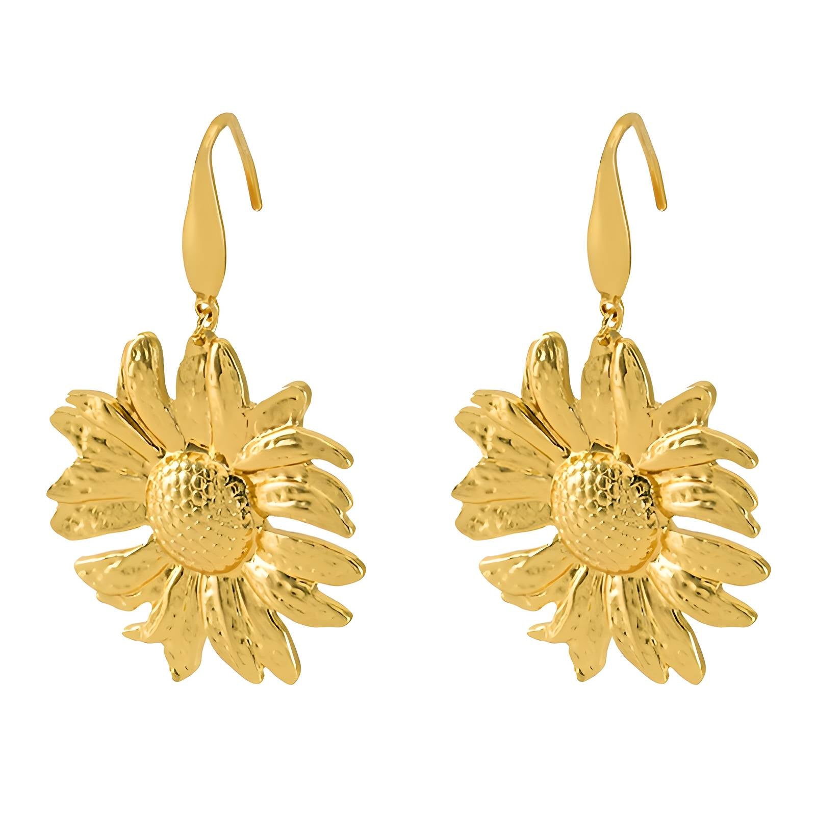 Flower Earrings, 18K Gold Plated Steel