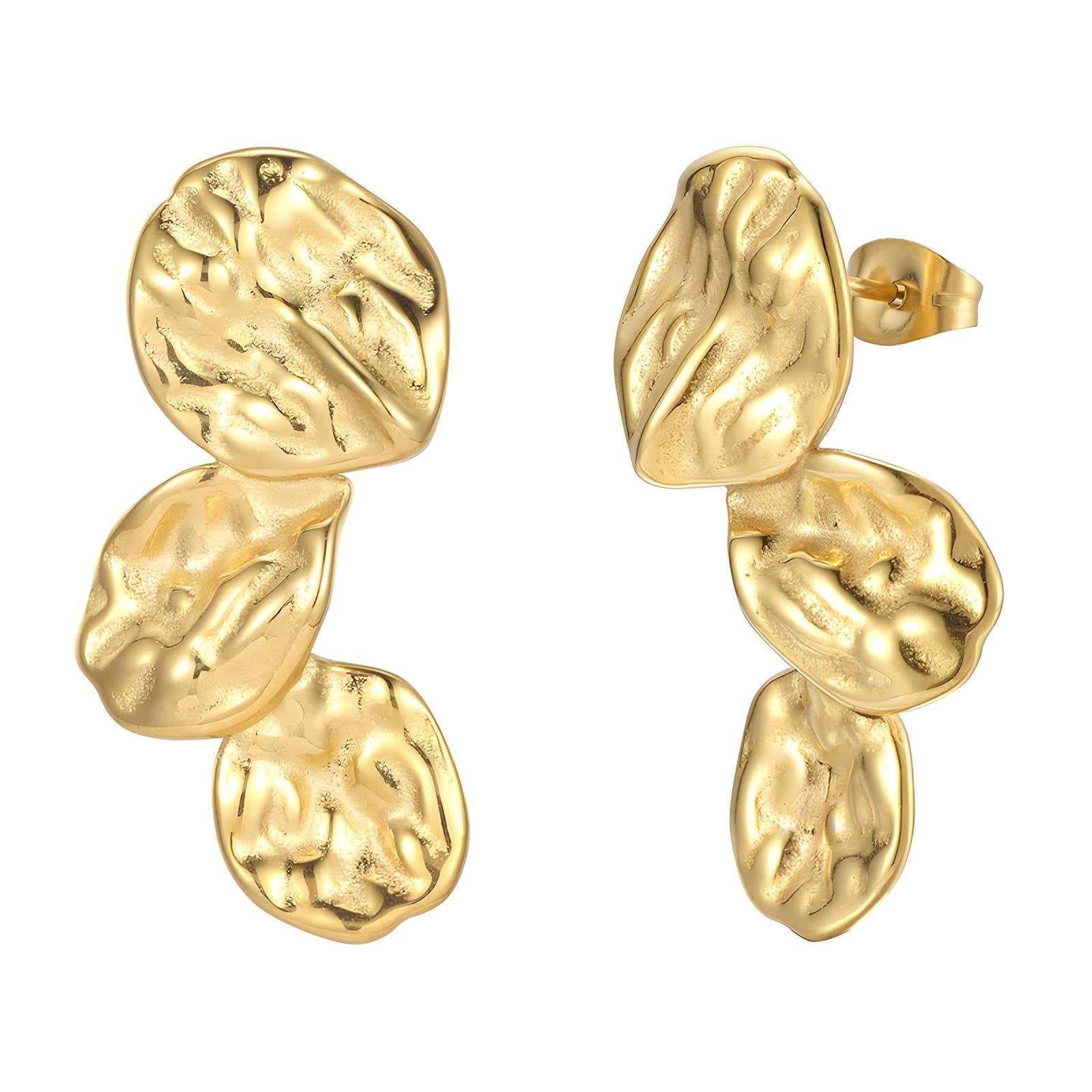 Earrings, 18K Gold Plated Steel