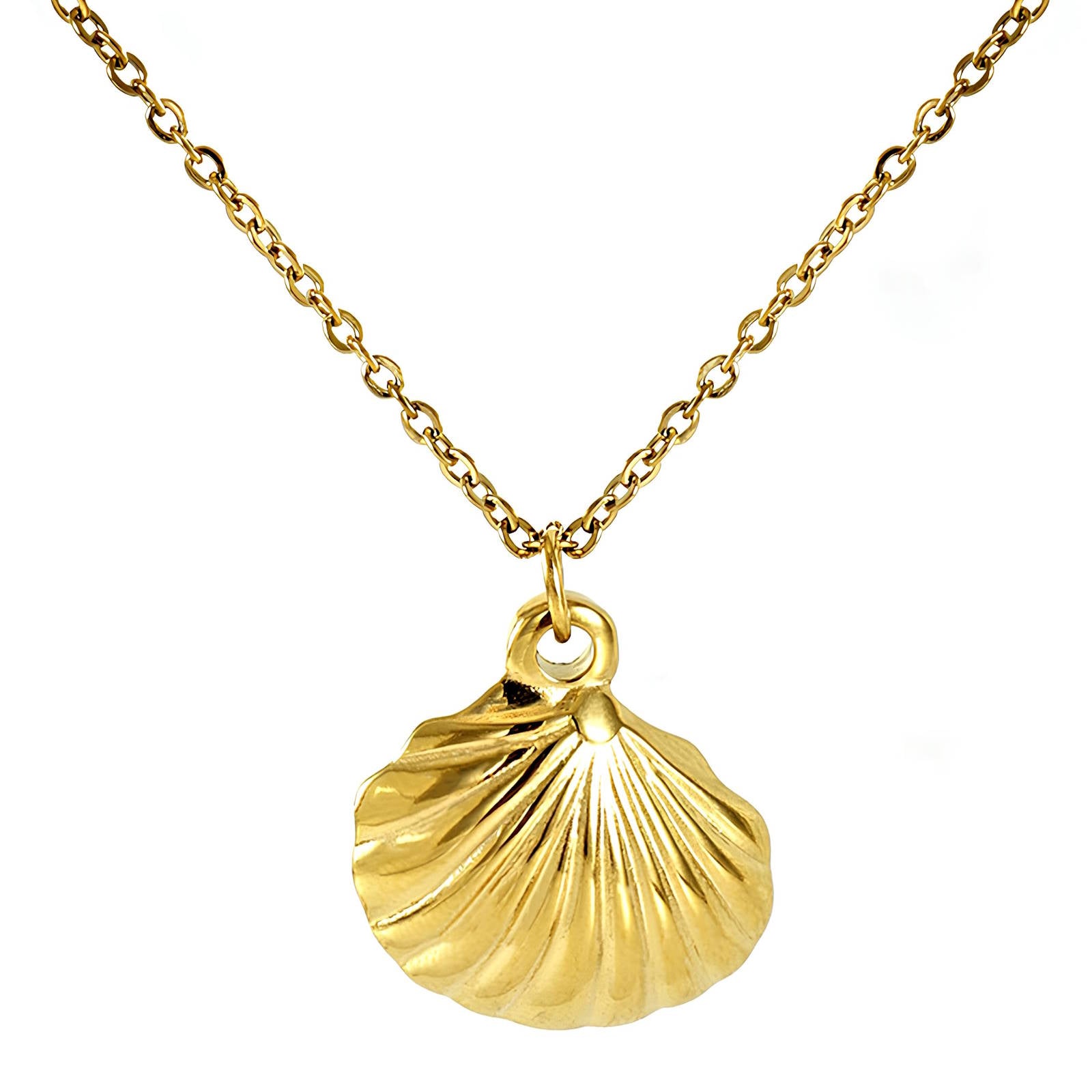 L. Style Seashell Necklace 18K Gold Plated Steel