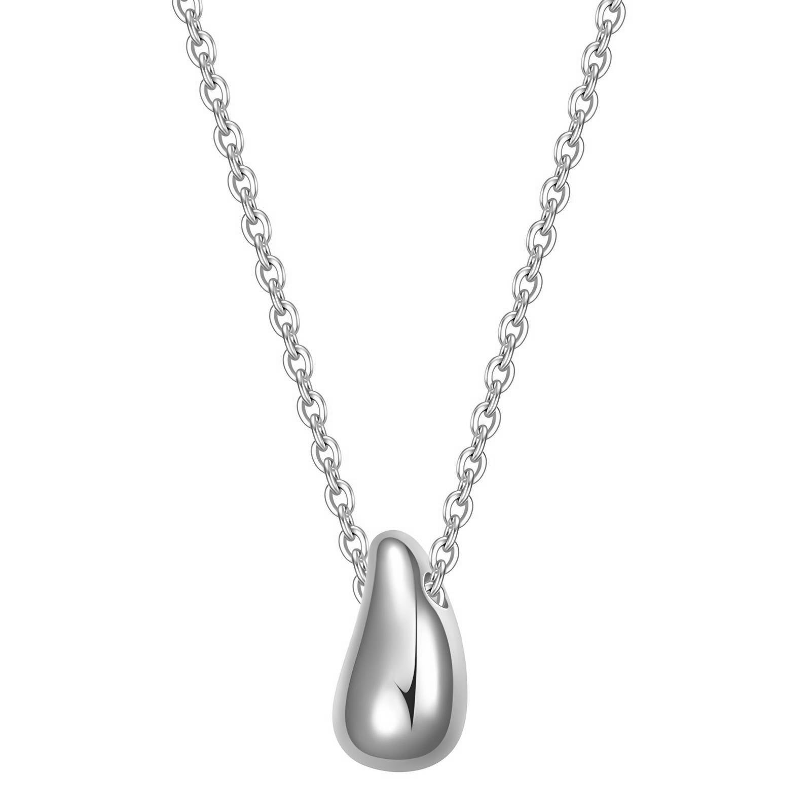 L. Style Silver Bean Pendant, Stainless Steel