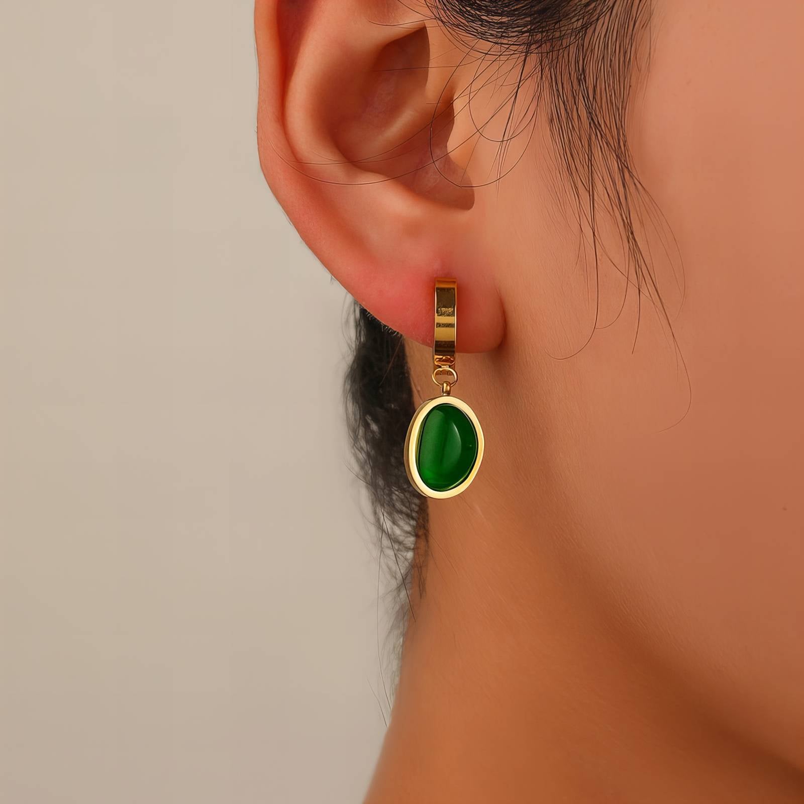 Earrings, 18K Gold Plated Steel