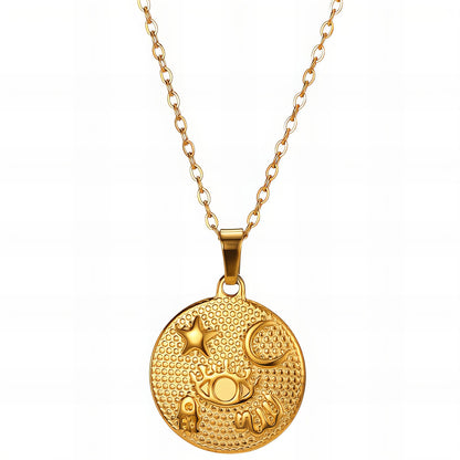 Evil Eye Necklace, 18K Gold Plated Steel