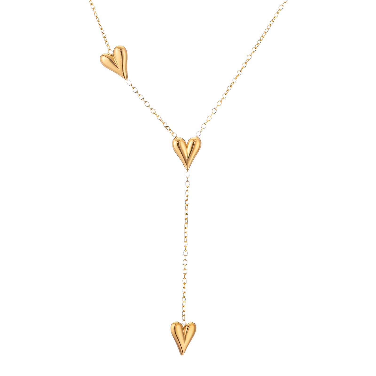 18K Gold Plated Triple Heart Drop Necklace