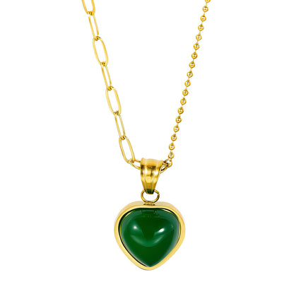 Heart Necklace, 18K Gold Plated Steel