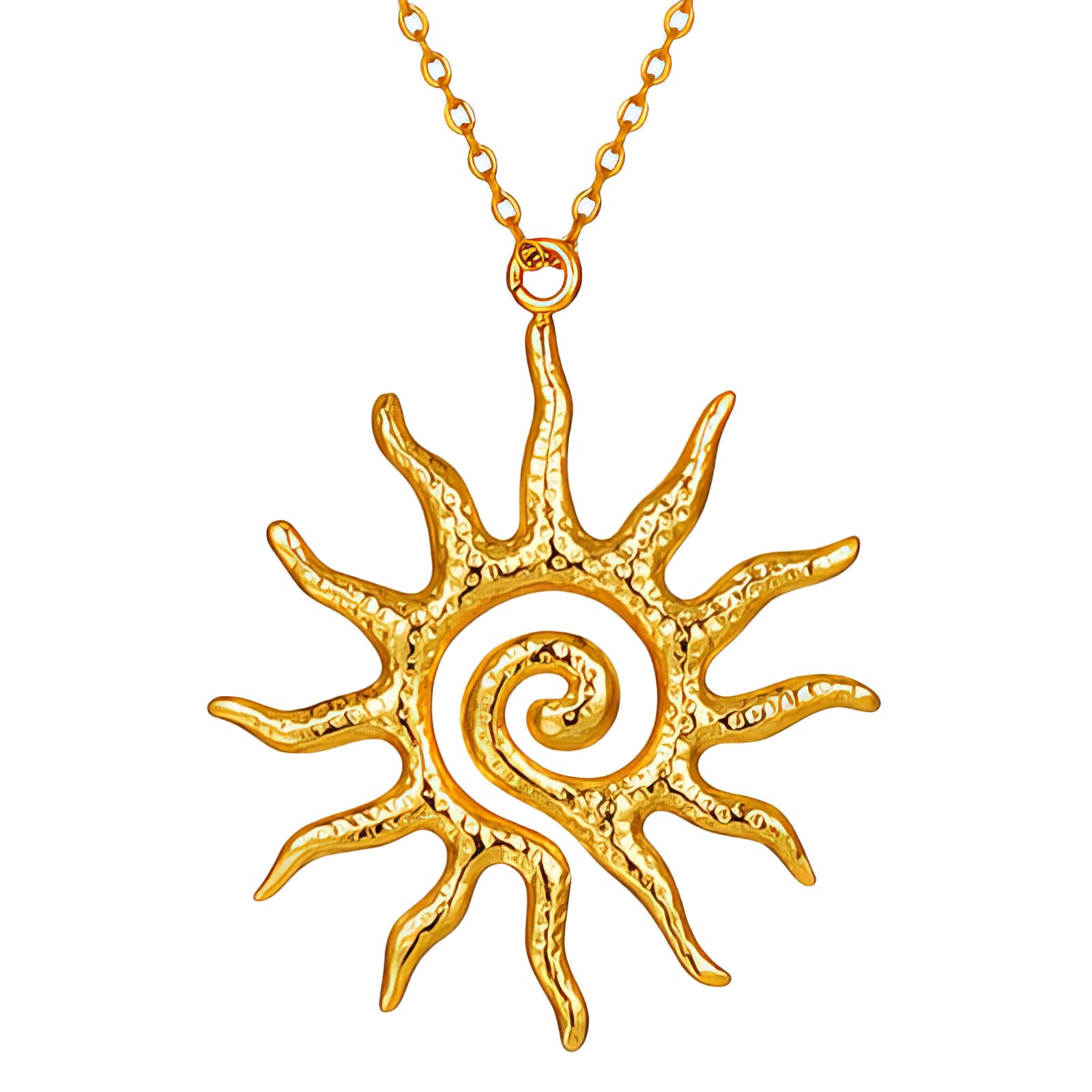 L. Style Spiral Sun Pendant 18K Gold Plated Steel