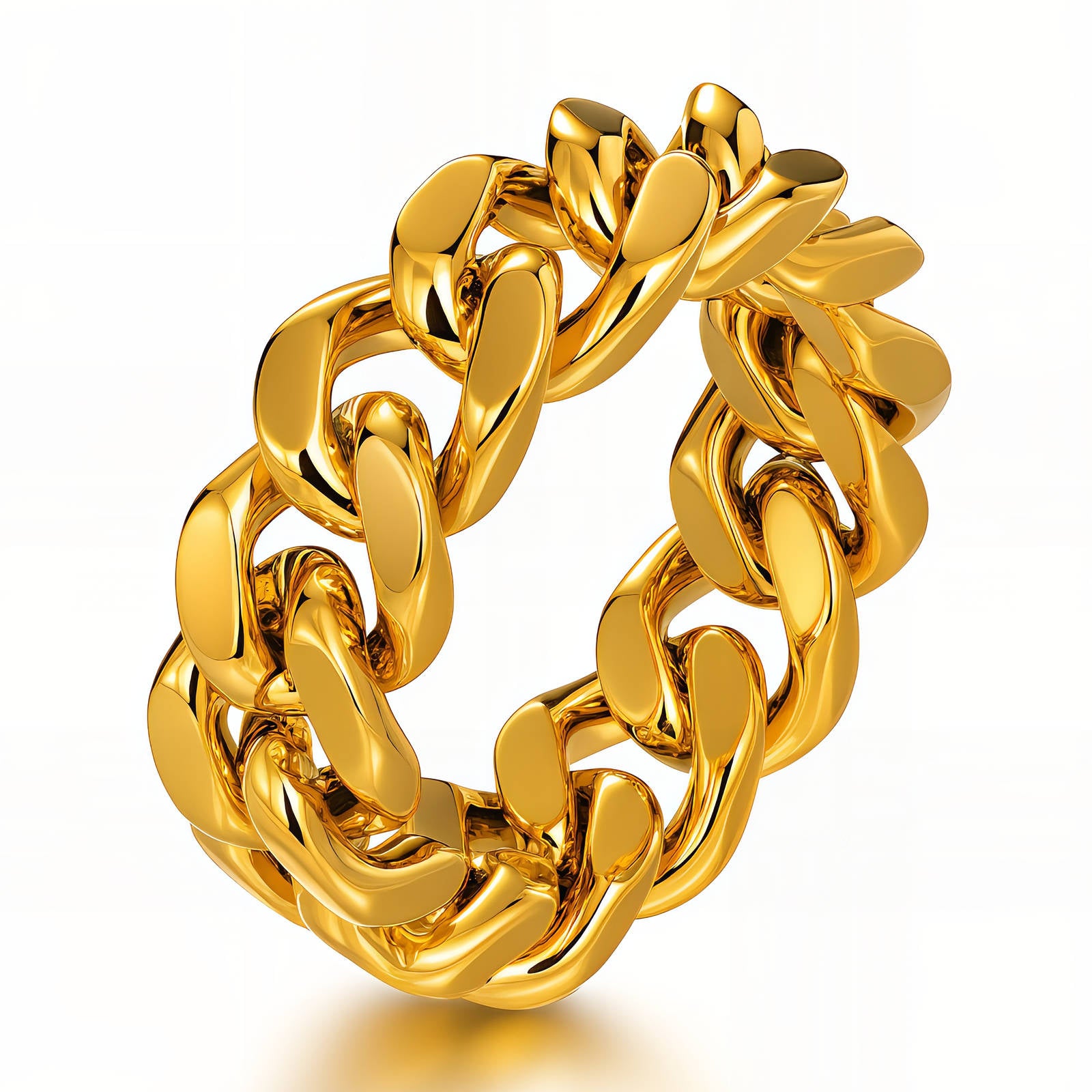 Ring 18k Gold Plated Steel Chain Link Ring