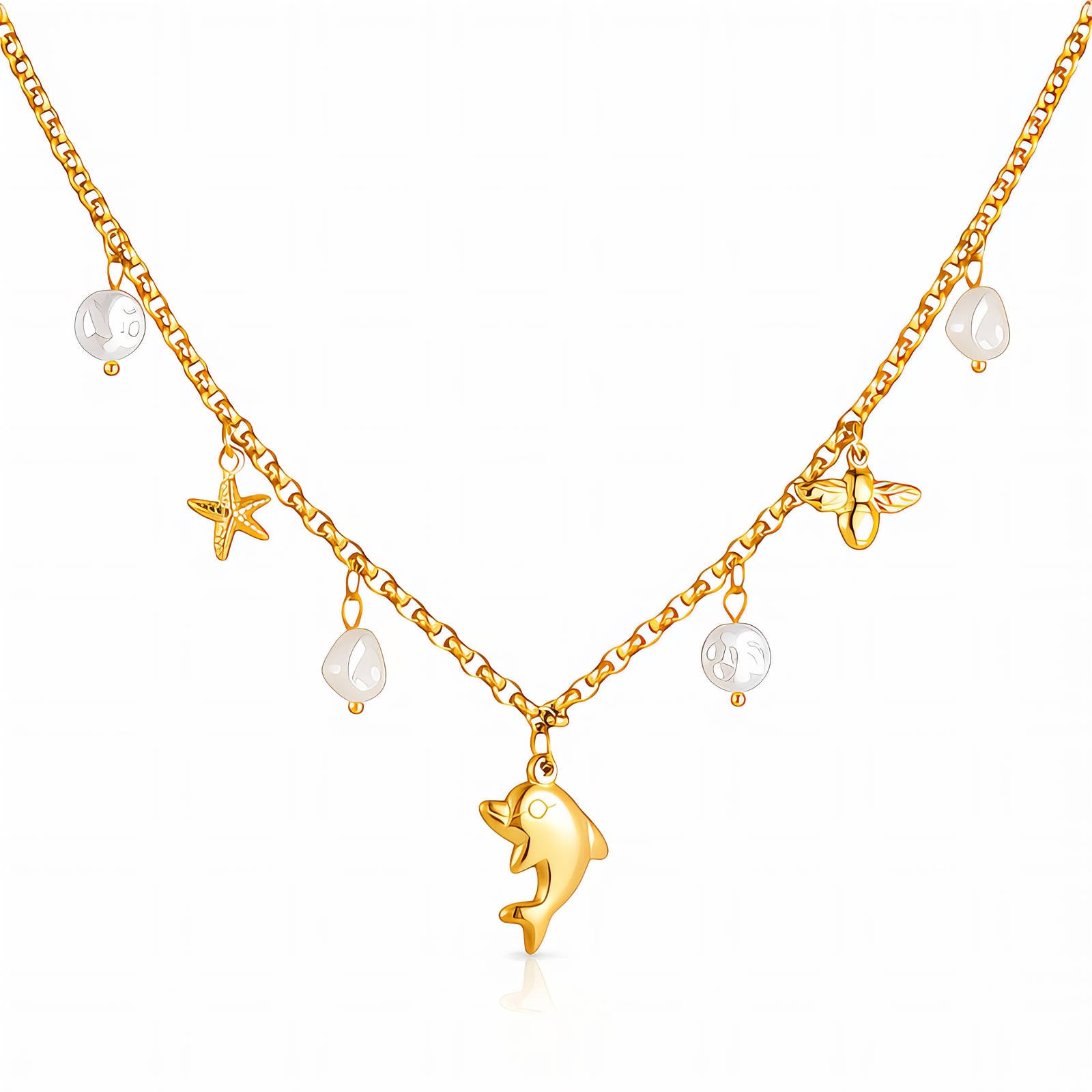 18K Gold Plated Dolphin Charm Necklace