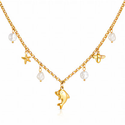 18K Gold Plated Dolphin Charm Necklace
