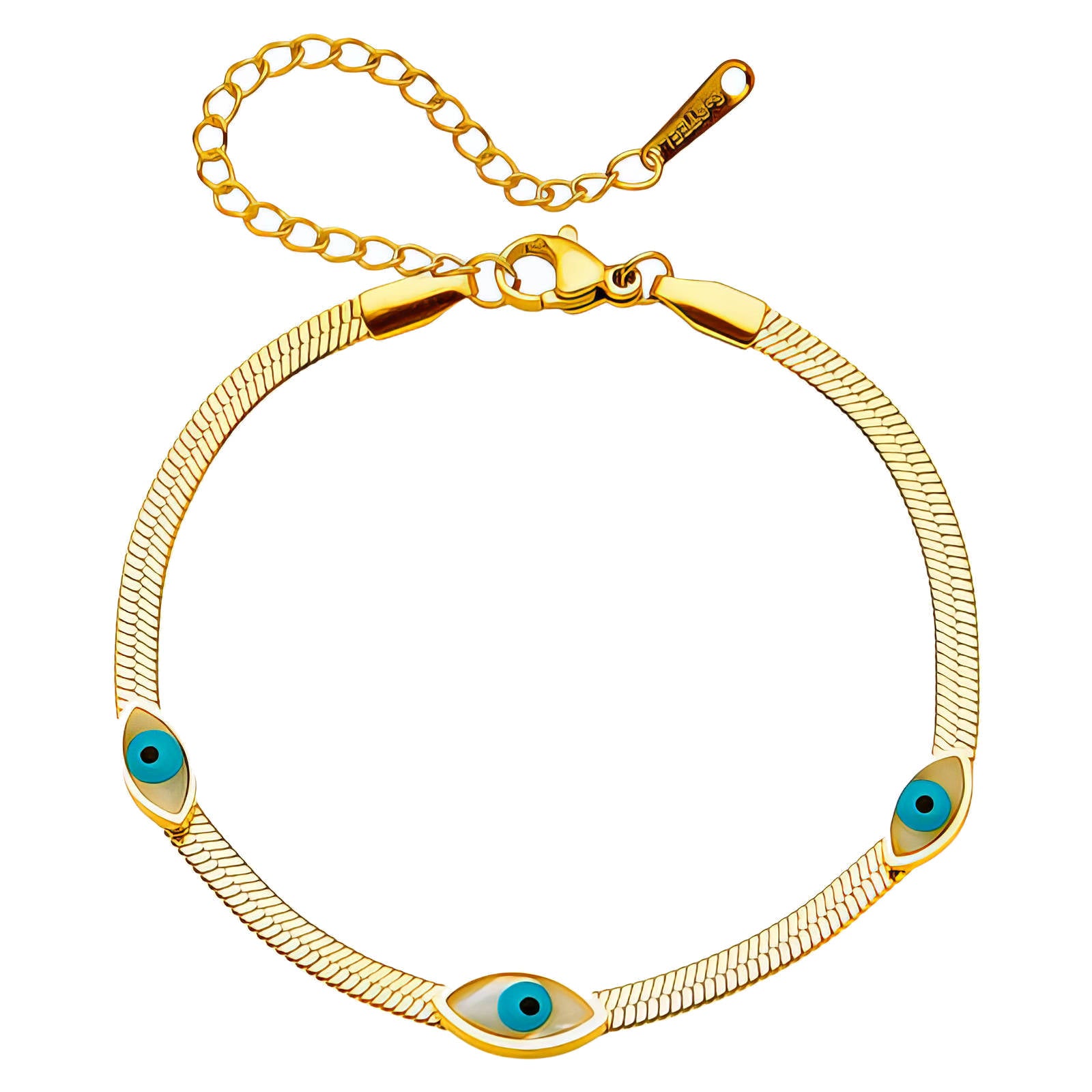 Evil Eyes Bracelet, 18K Gold Plated Steel