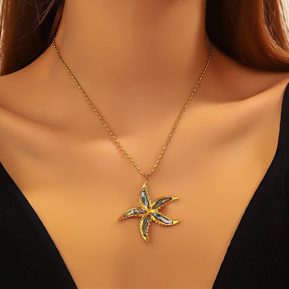 18K Gold Plated Starfish Pendant Necklace
