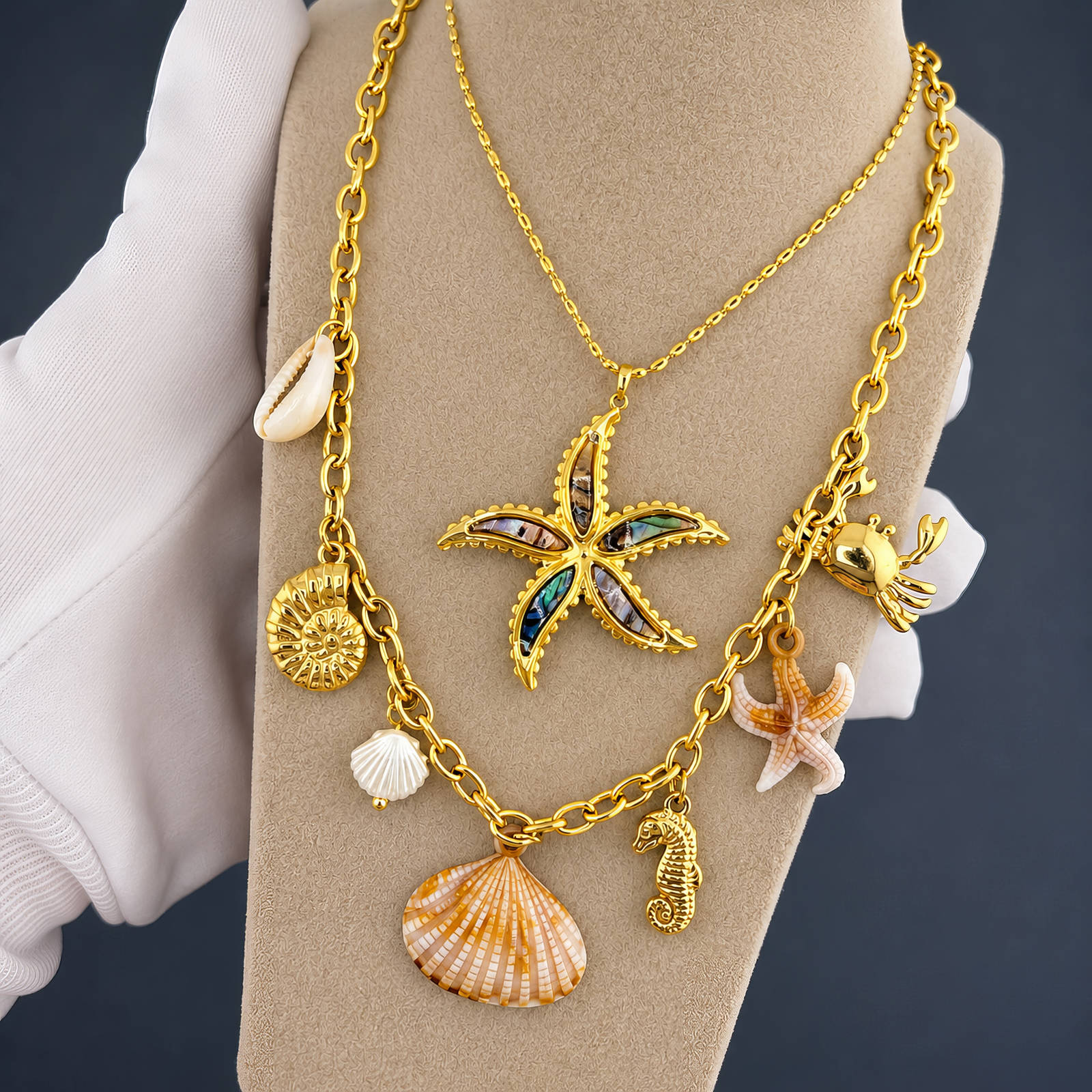 18K Gold Plated Starfish Pendant Necklace