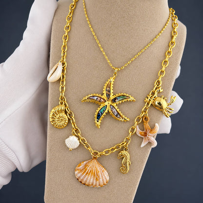 18K Gold Plated Starfish Pendant Necklace