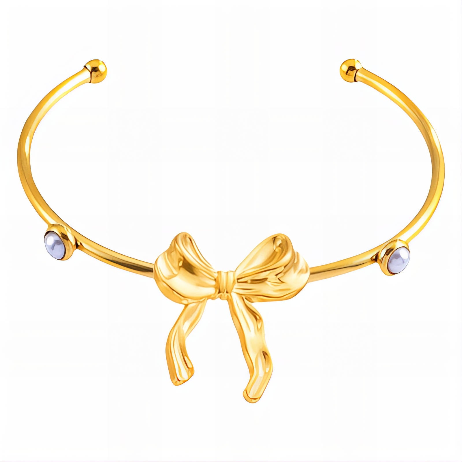 Bow Bracelet, 18K Gold Plated Steel