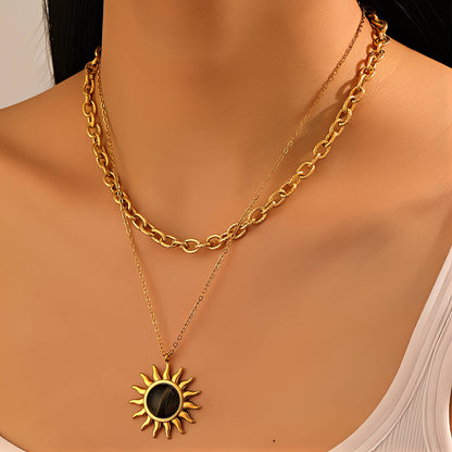 18K Gold Plated Sunburst Pendant Necklace