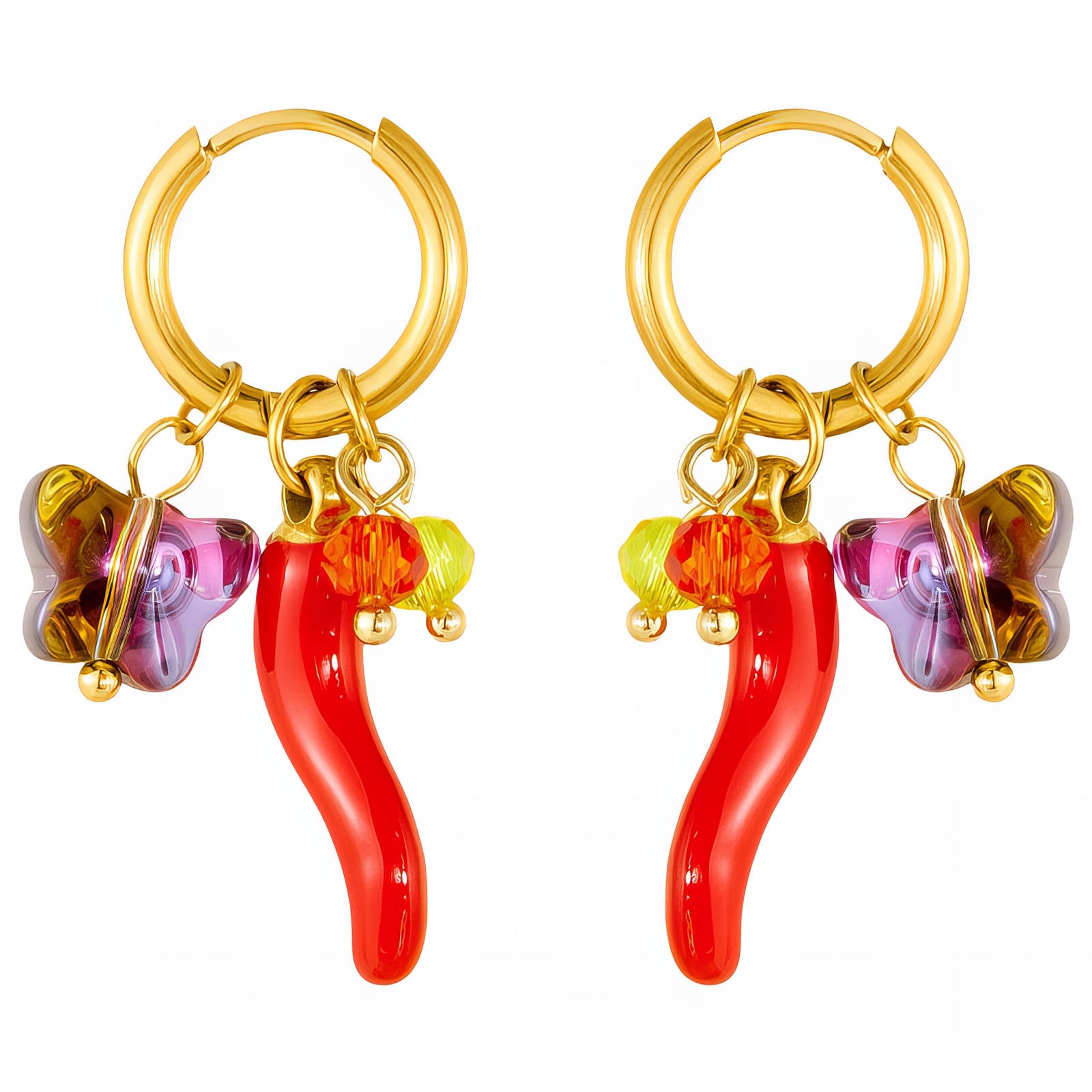 Earrings, 18K Gold Plated Steel