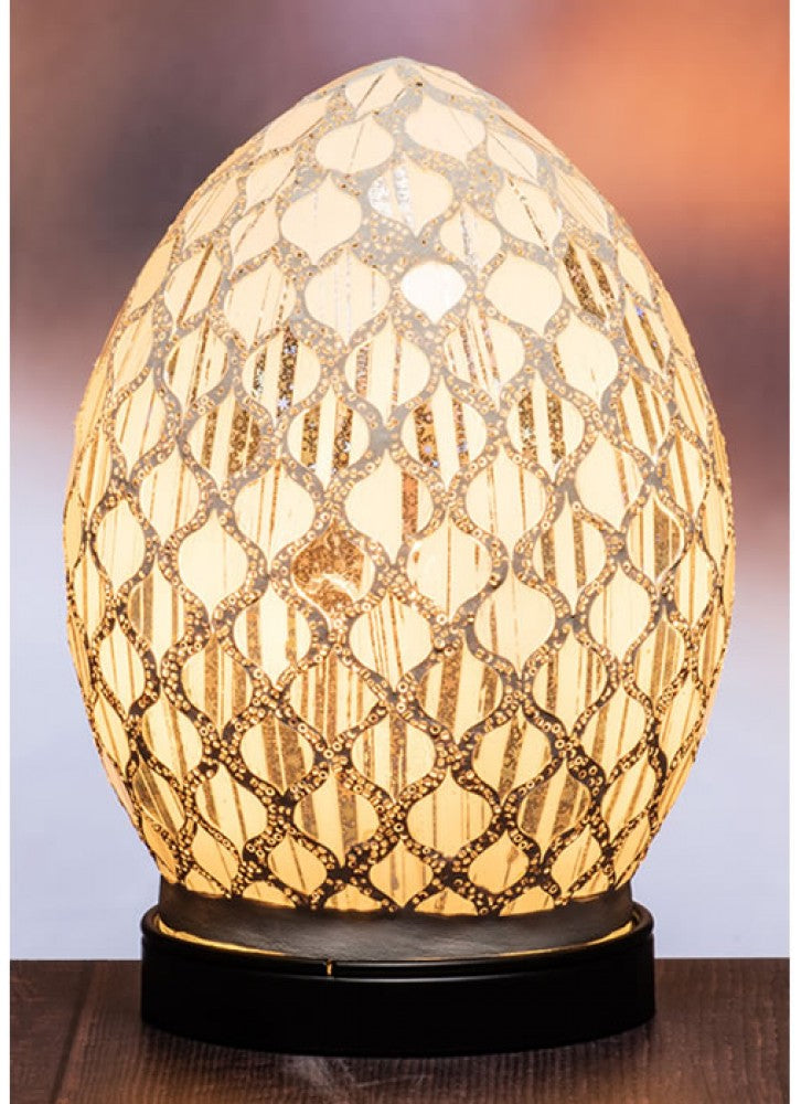 The Grange Collection white  Mosaic Egg Lamp 18.5 x 18.5 x 26.5cm