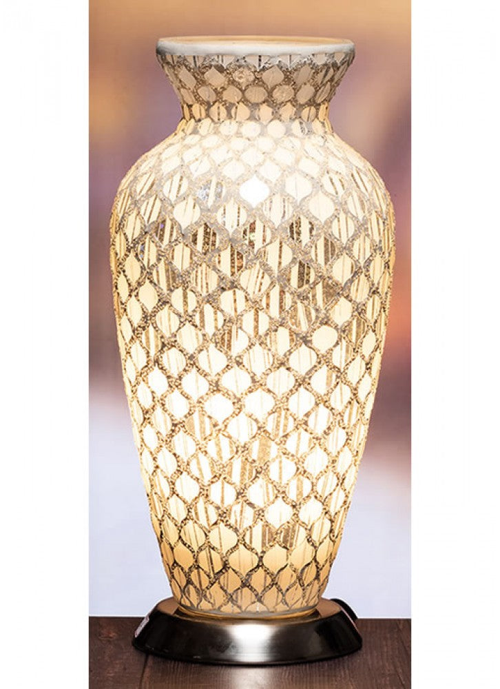 The Grange Collection White Mosaic Egg Lamp 18.5 x 18.5 x 26.5cm