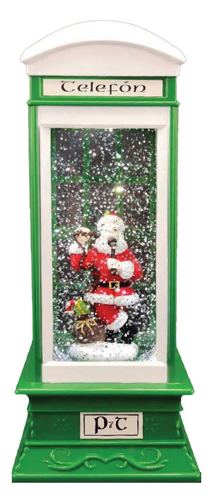 GREEN TELEPHONE BOX with SANTA