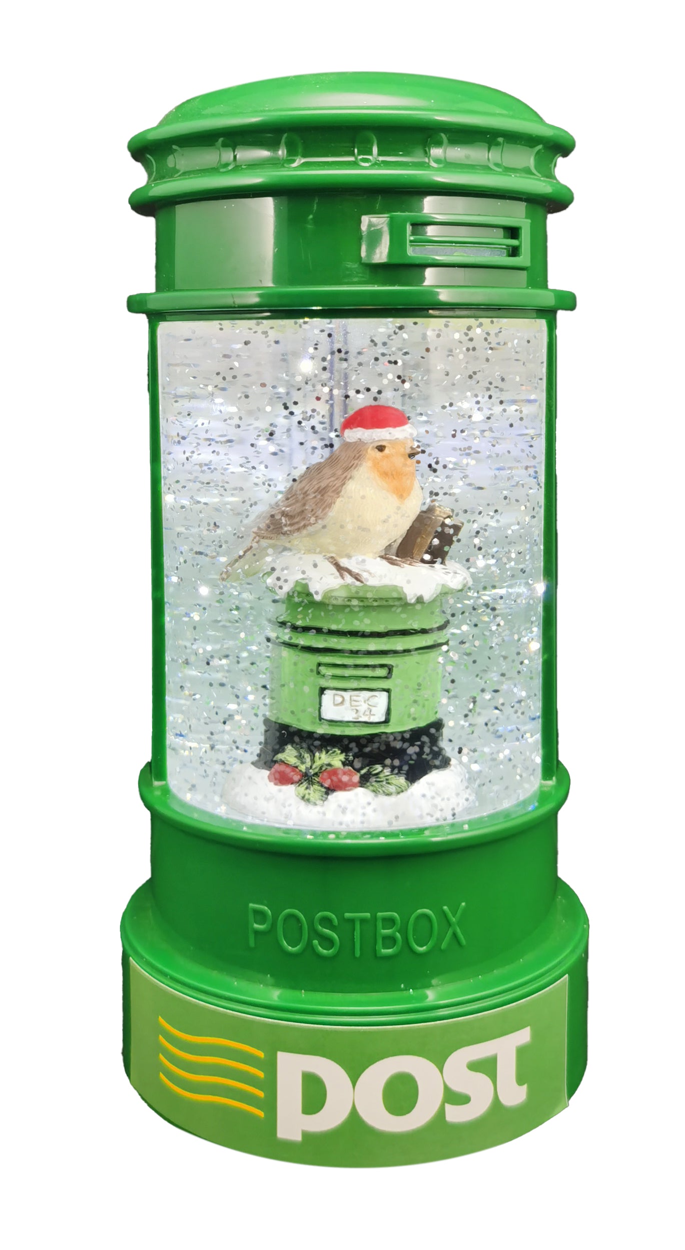 Green Post Box with Robin